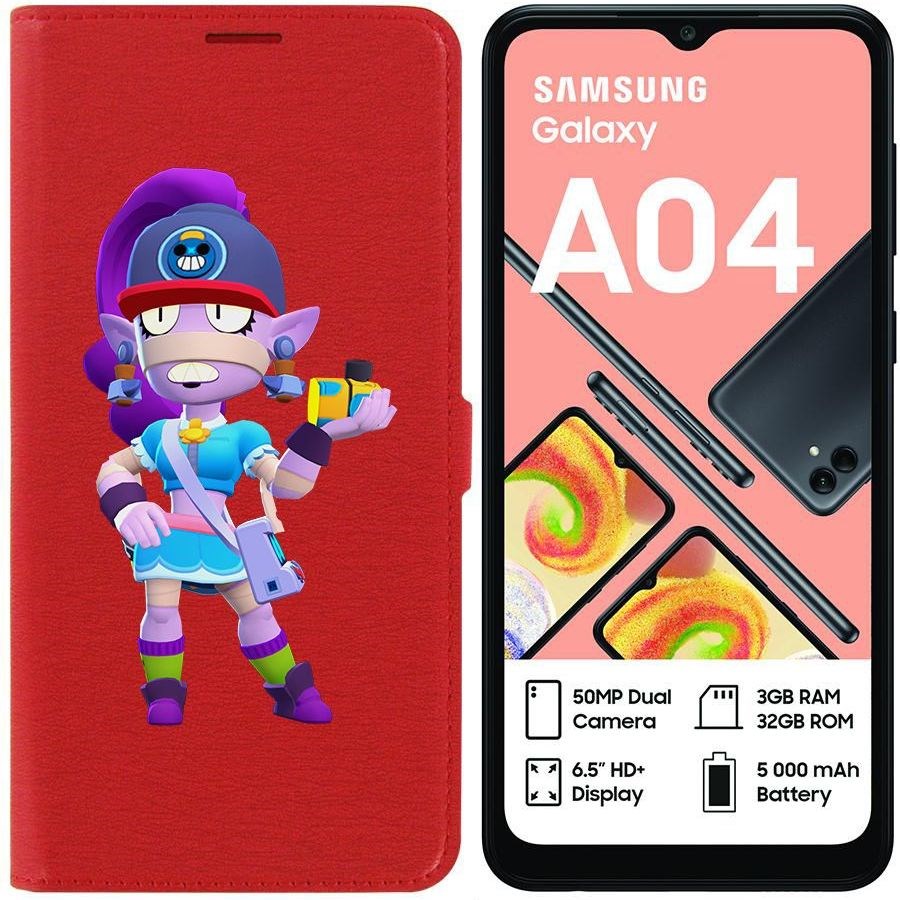 

Чехол-книжка Eco для Samsung Galaxy A04 (A045) Brawl Stars-Суперфанатка Эмз (красный)