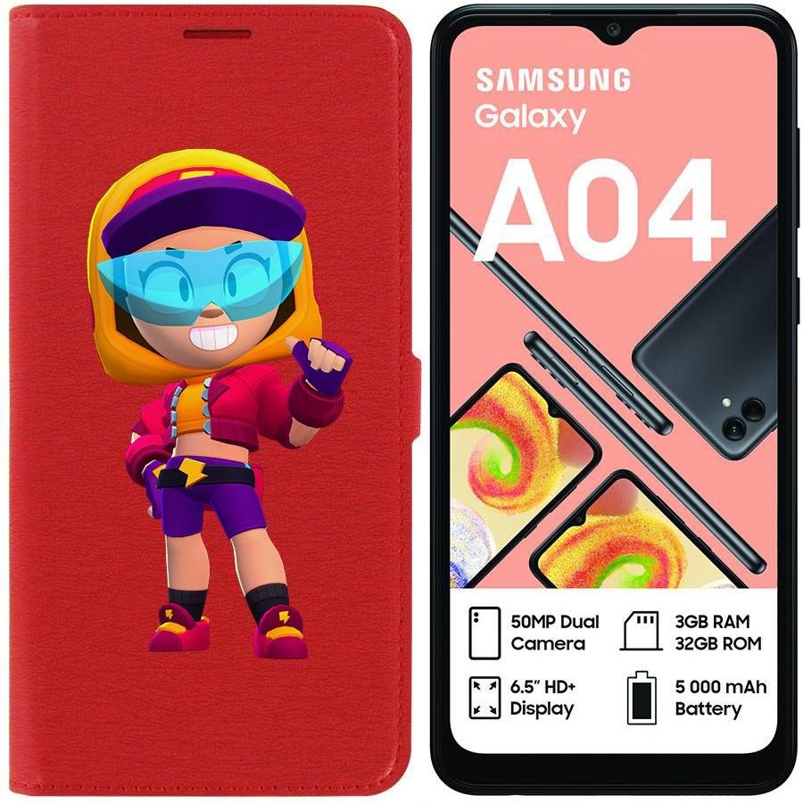 

Чехол-книжка Eco для Samsung Galaxy A04 (A045) Brawl Stars-Стритстайл Макс (красный)