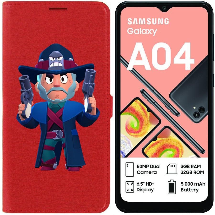 

Чехол-книжка Eco для Samsung Galaxy A04 (A045) Brawl Stars-Стрелок Кольт (красный)