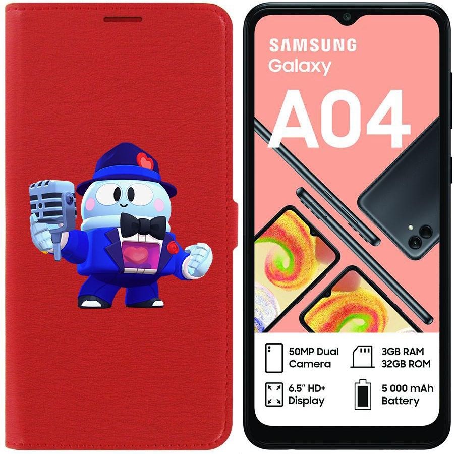 

Чехол-книжка Eco для Samsung Galaxy A04 (A045) Brawl Stars-Стильный Лу (красный)