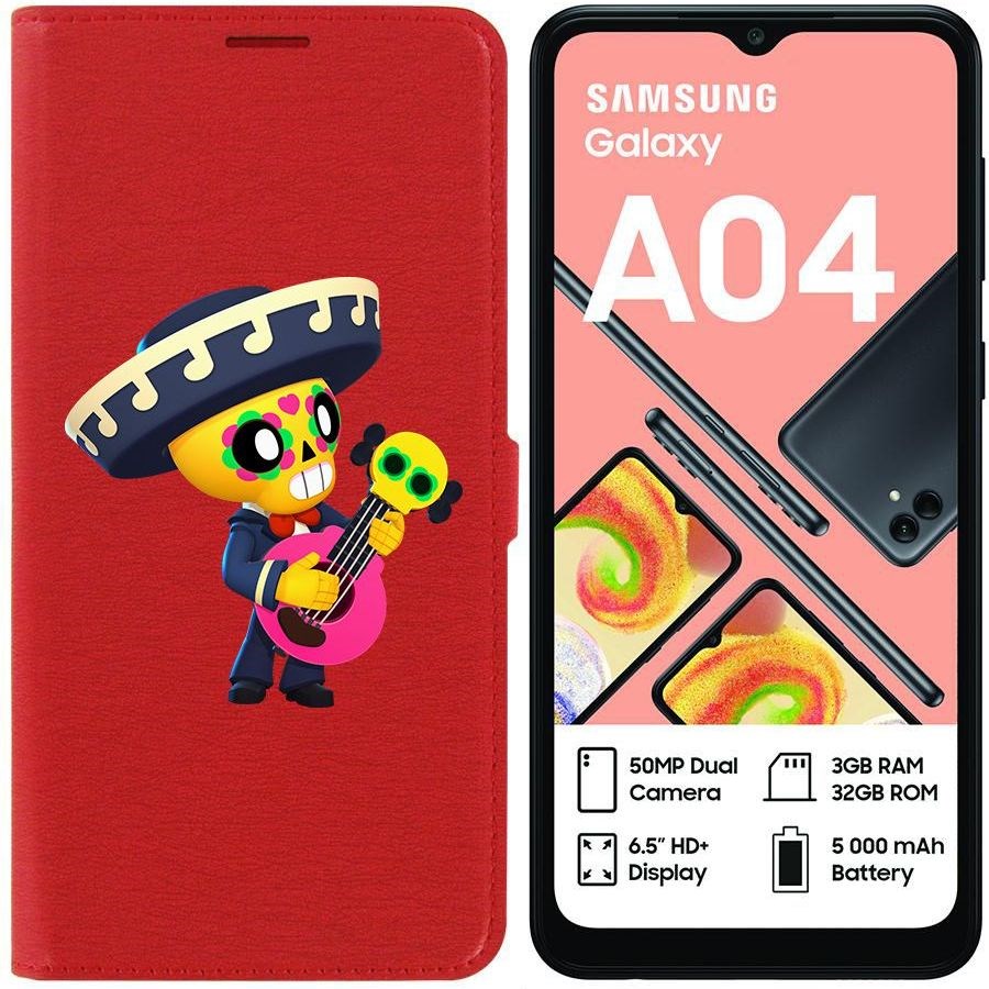 

Чехол-книжка Eco для Samsung Galaxy A04 (A045) Brawl Stars-Поко (красный)