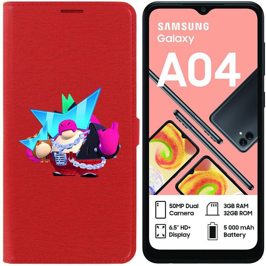 

Чехол-книжка Eco для Samsung Galaxy A04 (A045) Brawl Stars-Плохиш Базз (красный)
