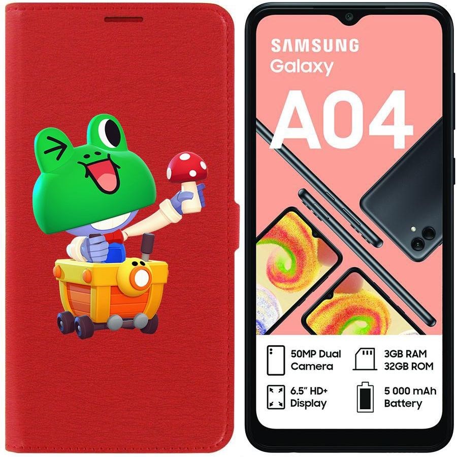 

Чехол-книжка Eco для Samsung Galaxy A04 (A045) Brawl Stars-Леонард Карл (красный)
