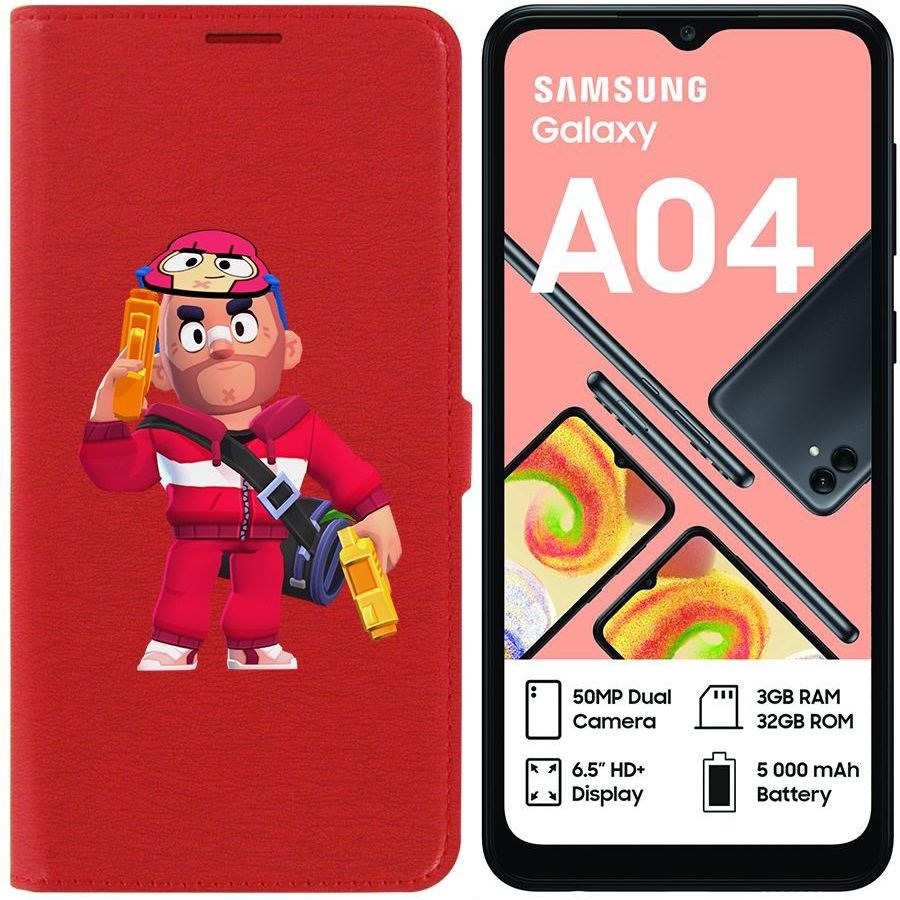 

Чехол-книжка Eco для Samsung Galaxy A04 (A045) Brawl Stars-Красавчик Кольт (красный)