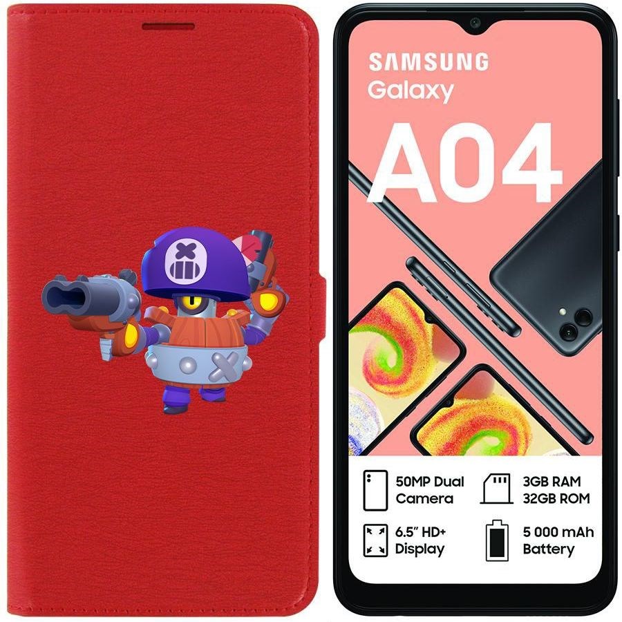 

Чехол-книжка Eco для Samsung Galaxy A04 (A045) Brawl Stars-Дэррил (красный)