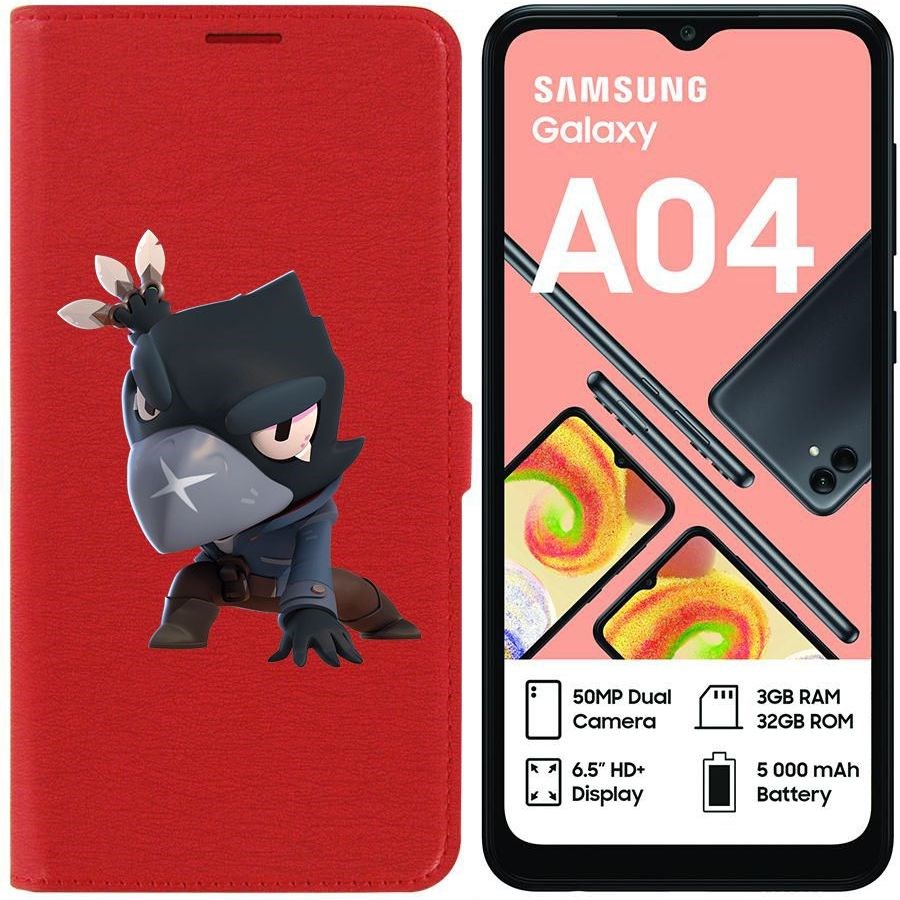 

Чехол-книжка Eco для Samsung Galaxy A04 (A045) Brawl Stars-Ворон (красный)