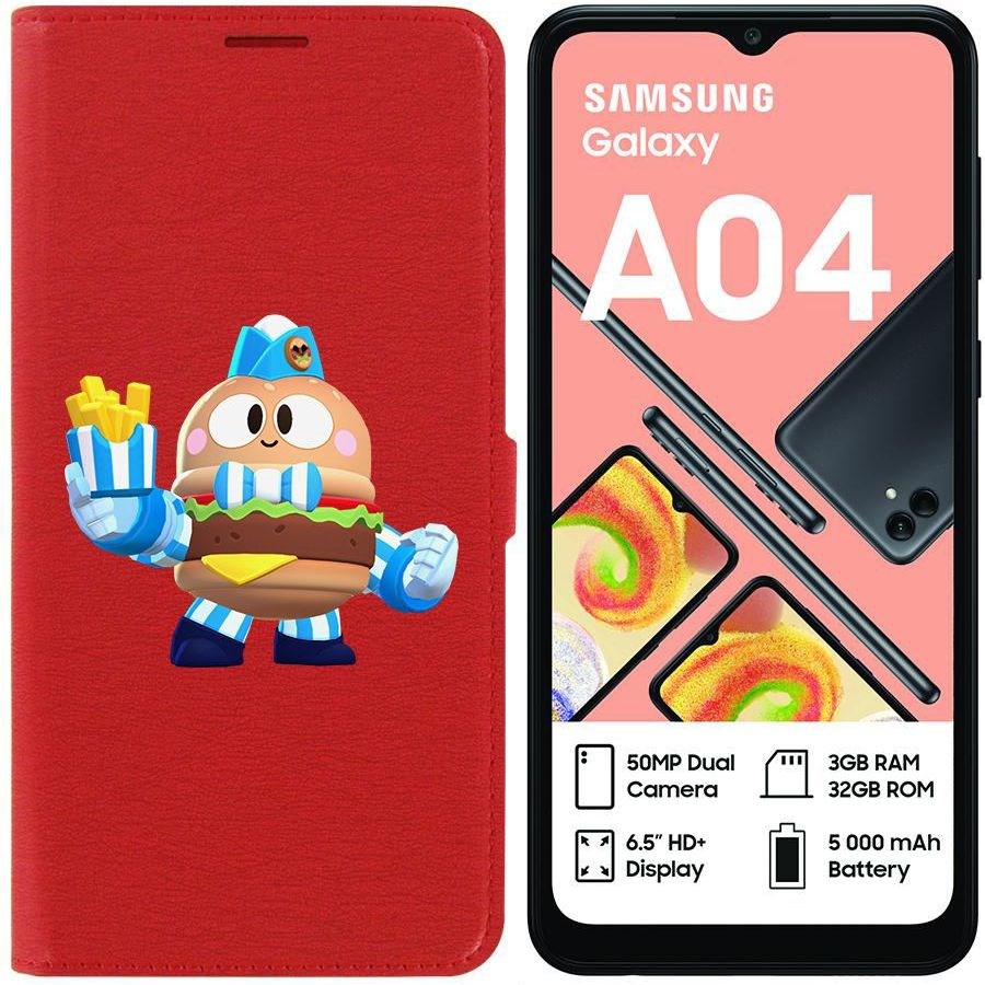 

Чехол-книжка Eco для Samsung Galaxy A04 (A045) Brawl Stars-Бургер Лу (красный)