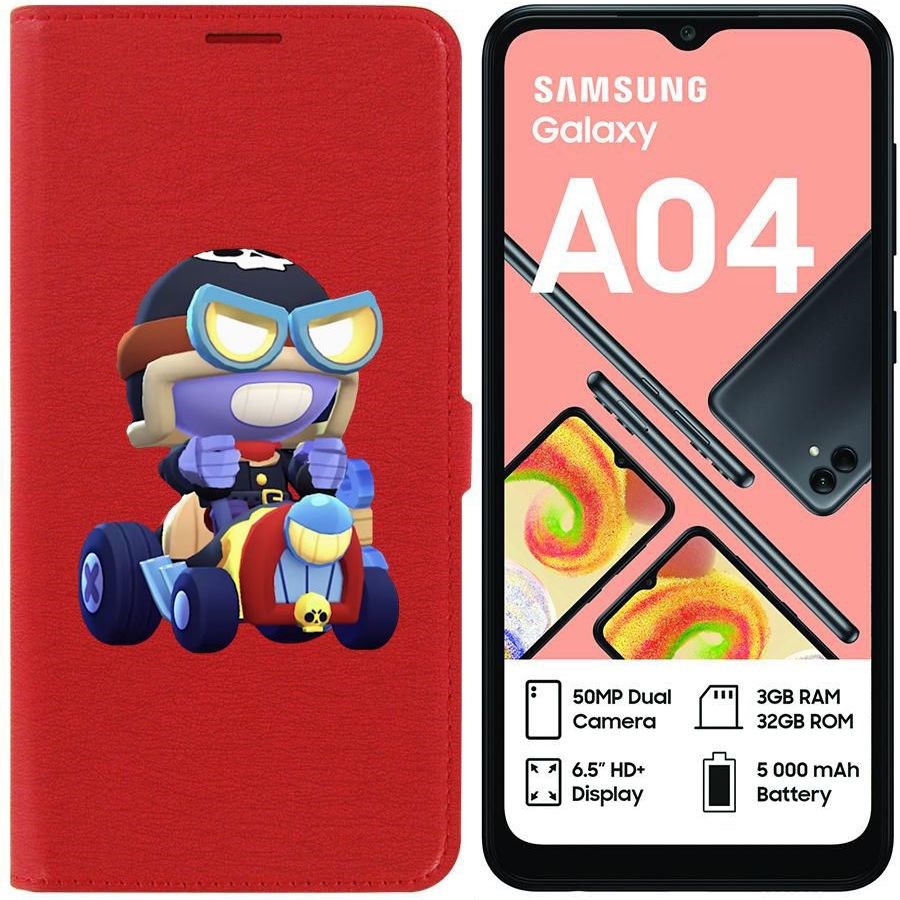 

Чехол-книжка Eco для Samsung Galaxy A04 (A045) Brawl Stars-Безумный Карл (красный)