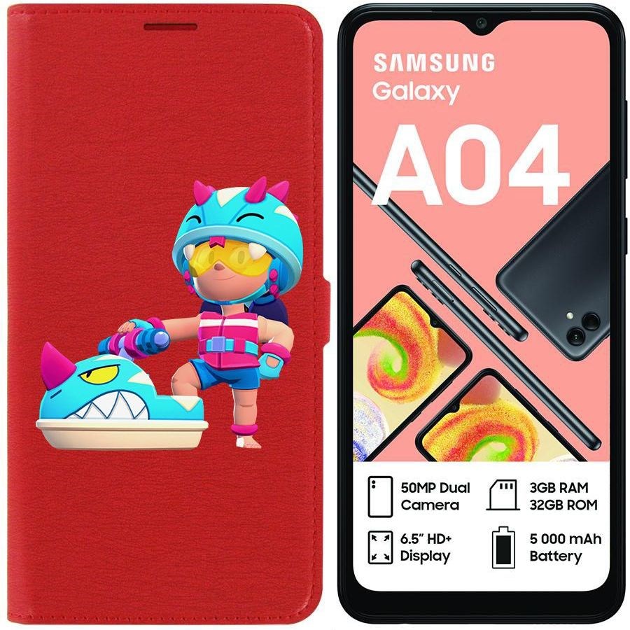 

Чехол-книжка Eco для Samsung Galaxy A04 (A045) Brawl Stars-Аквабайкер Джеки (красный)
