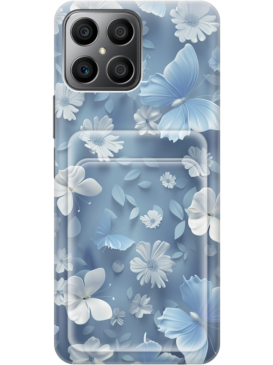 

Силиконовый чехол на Honor X8 с принтом "Голубые бабочки" с карманом для карты прозрачный, Прозрачный;белый;голубой, 739227910
