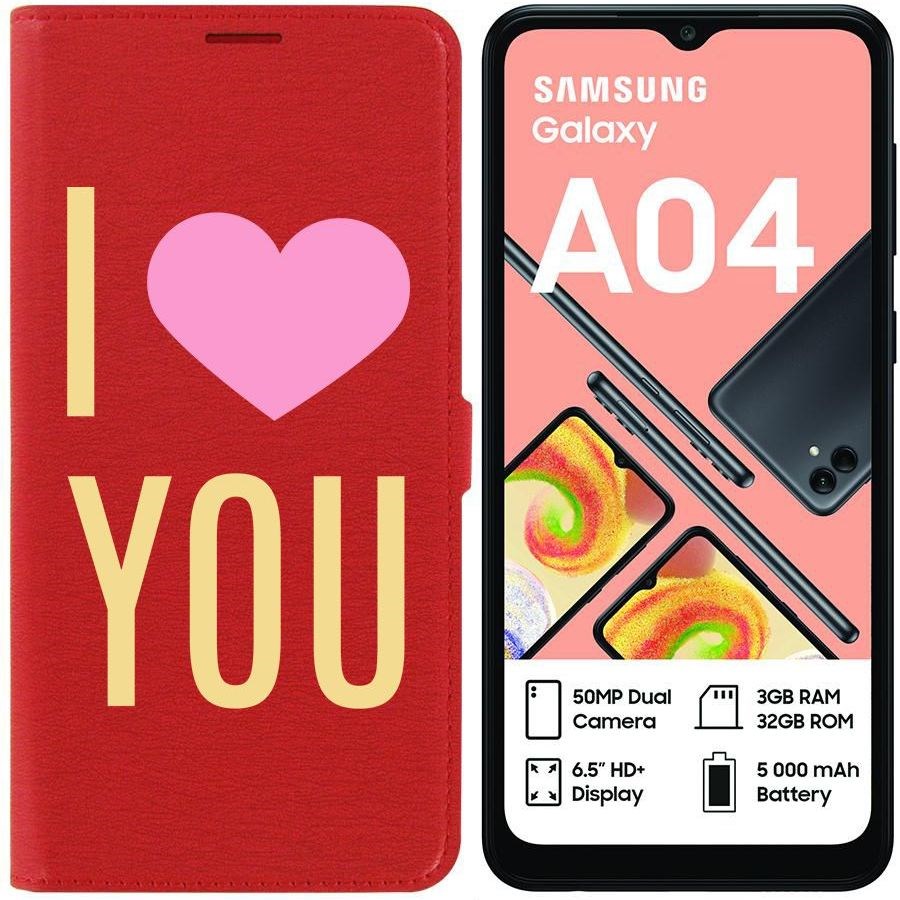 

Чехол-книжка Eco для Samsung Galaxy A04 (A045) Я люблю тебя (красный)