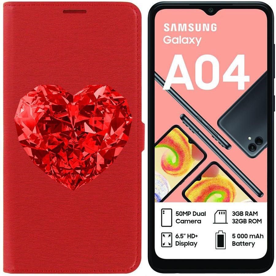 

Чехол-книжка Eco для Samsung Galaxy A04 (A045) Рубиновое сердце (красный)