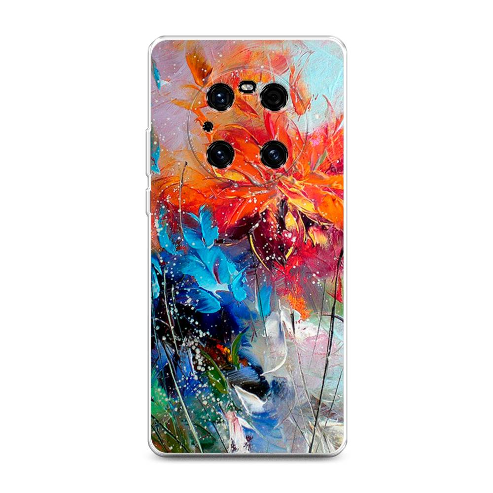 

Чехол на Huawei Mate 40E Pro "Абстрактные цветы", Оранжевый;синий, 6107550-4