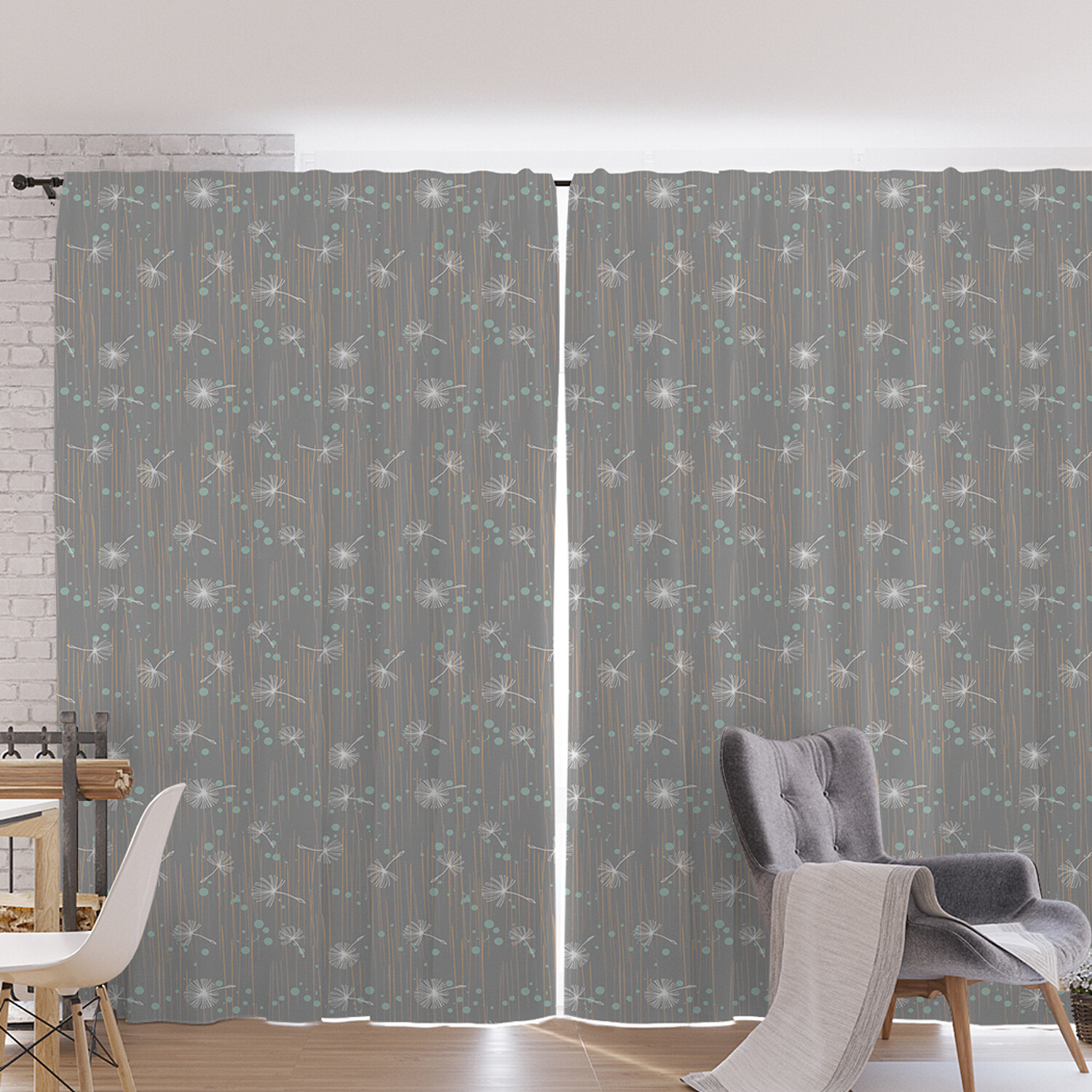 

Шторы под лён JoyArty "Точки и одуванчики", серия Oxford DeLux, 340х265 см, Точки и одуванчики