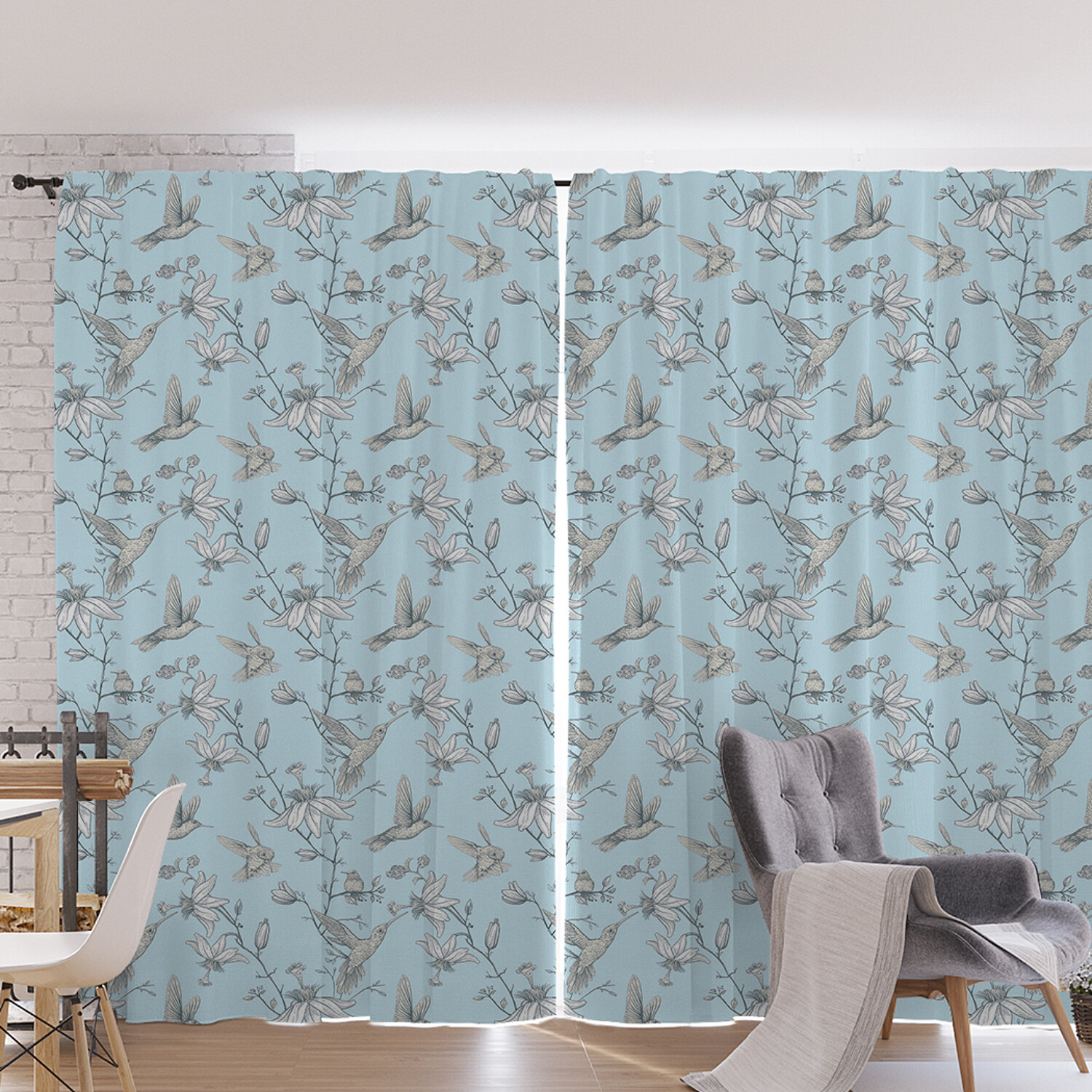 

Шторы под лён JoyArty "Цветы колибри", серия Oxford DeLux, 340х265 см, Цветы колибри