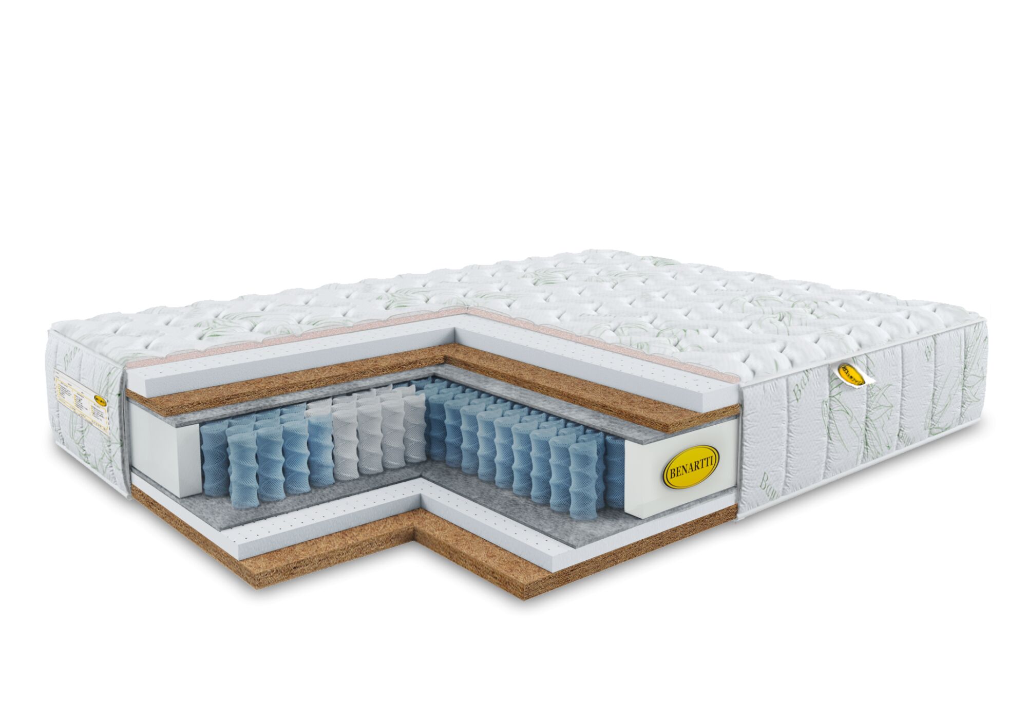 

Матрас Benartti Memory Mega Cocos Duo S1200 145x200, Белый, Memory Mega Cocos Duo S1200