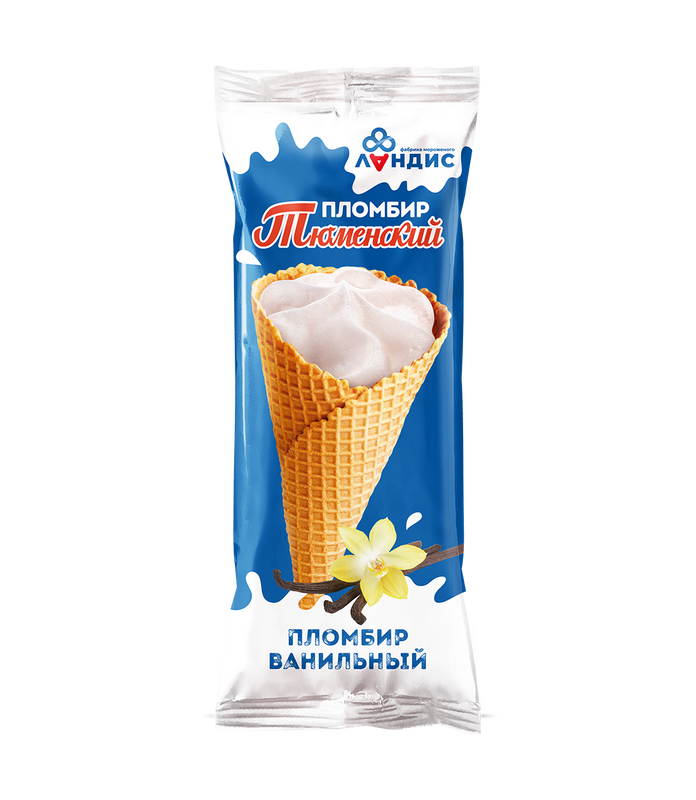 

Мороженое Тюменский пломбир вафельный рожок, ванильный, 15%, 90 г