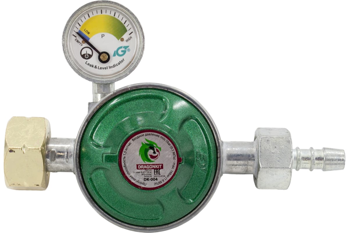 фото Регулятор давления газа с предохранительным клапаном, кнопкой и манометром dk-004 dragonki dragonkit