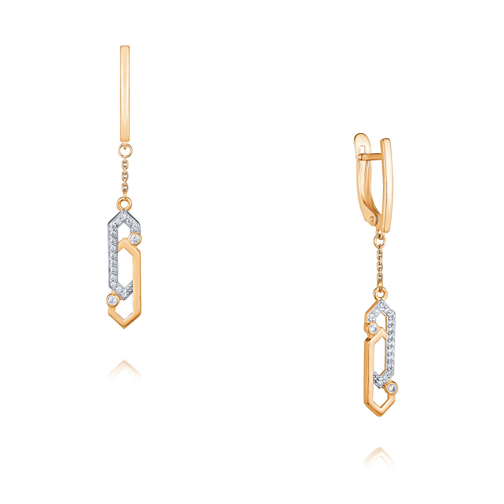 

Серьги подвески из красного золота ADAMAS 24041601/01-А50Д-72, фианит, 24041601/01-А50Д-72