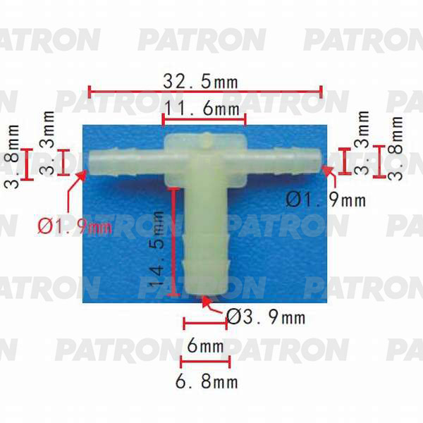 PATRON P37-0814 Тройник GM применяемость соединитель трубок 5шт