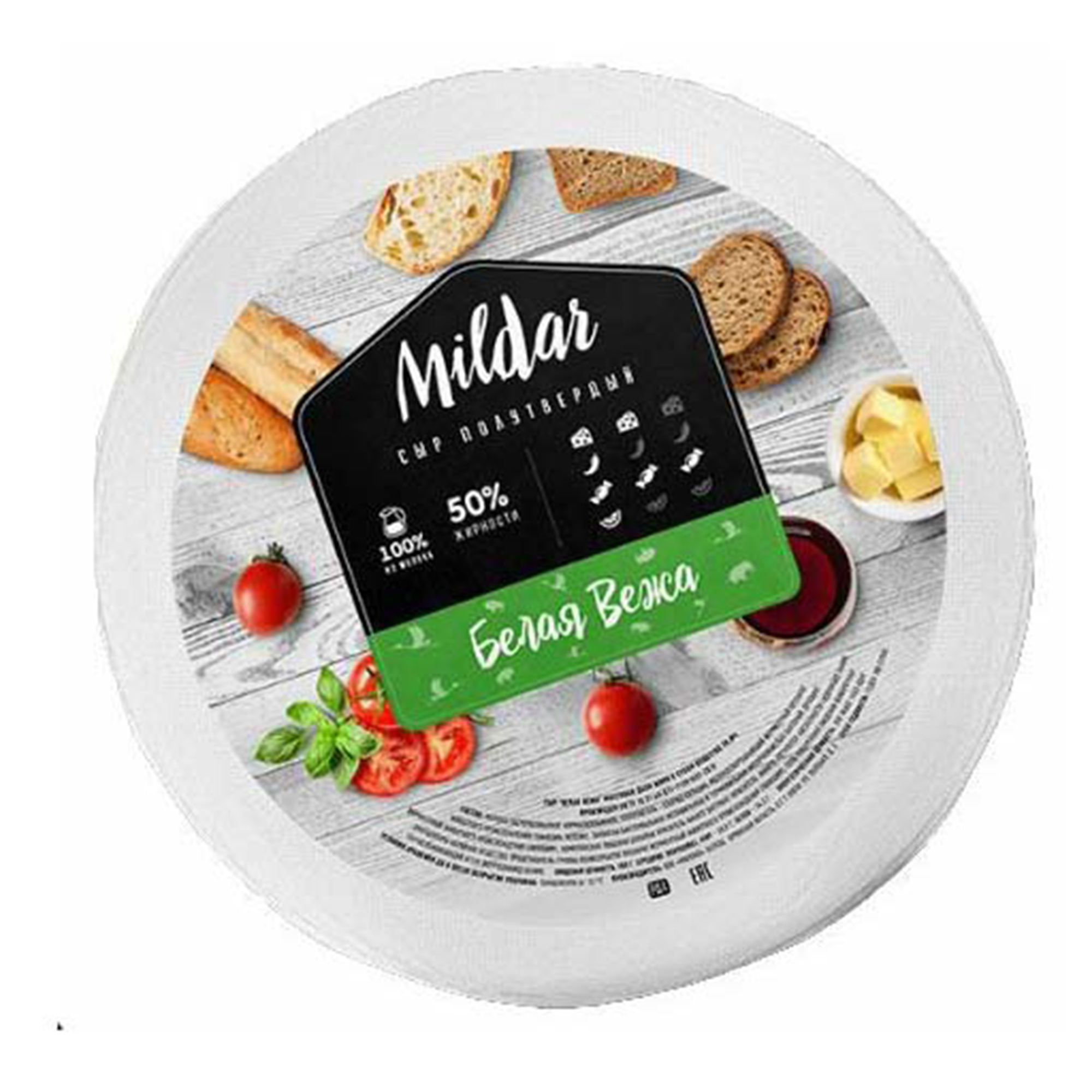 

Сыр полутвердый Mildar Белая Вежа 50%