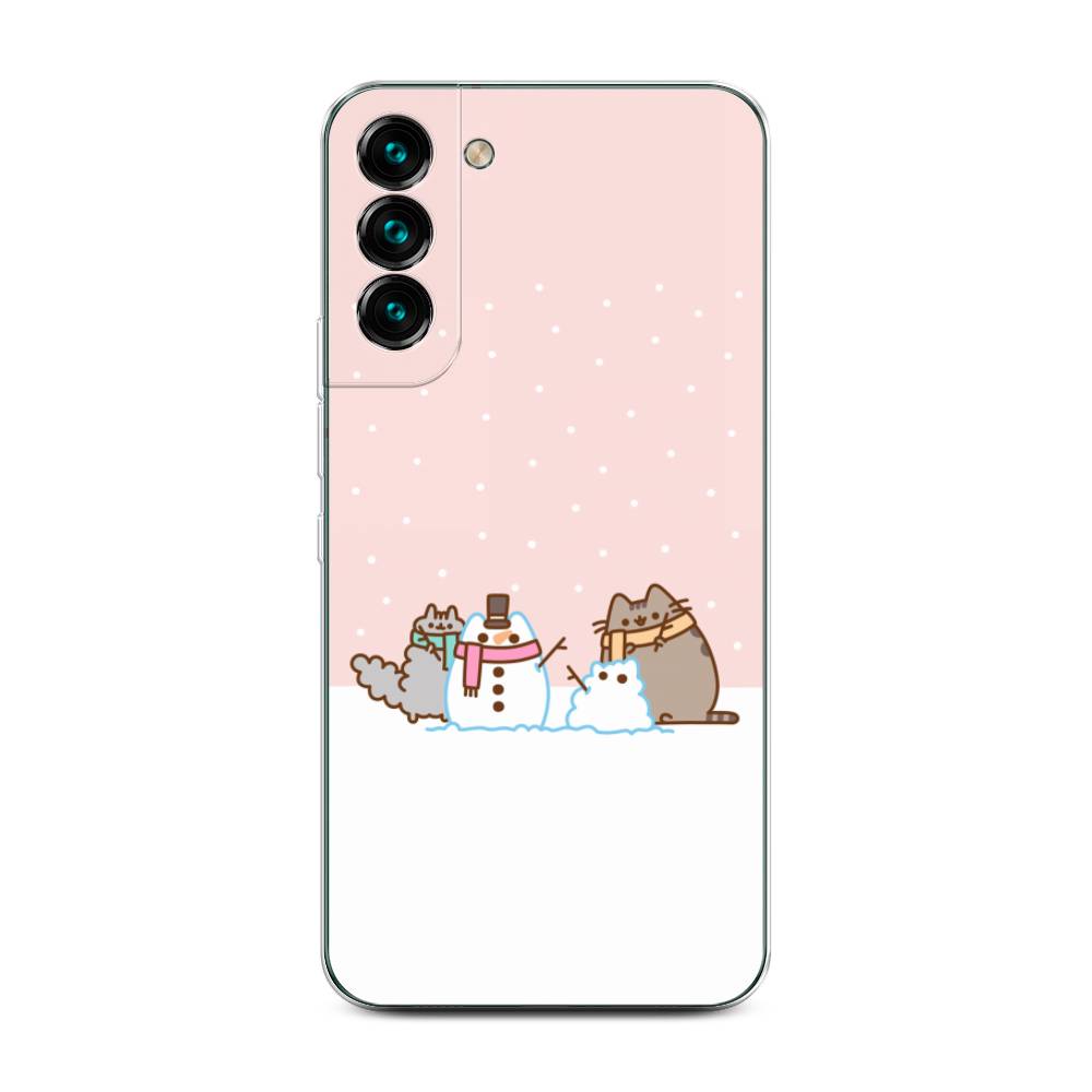

Чехол на Samsung Galaxy S22 Plus "Котики в снегу", Розовый;белый;серый, 2103950-5