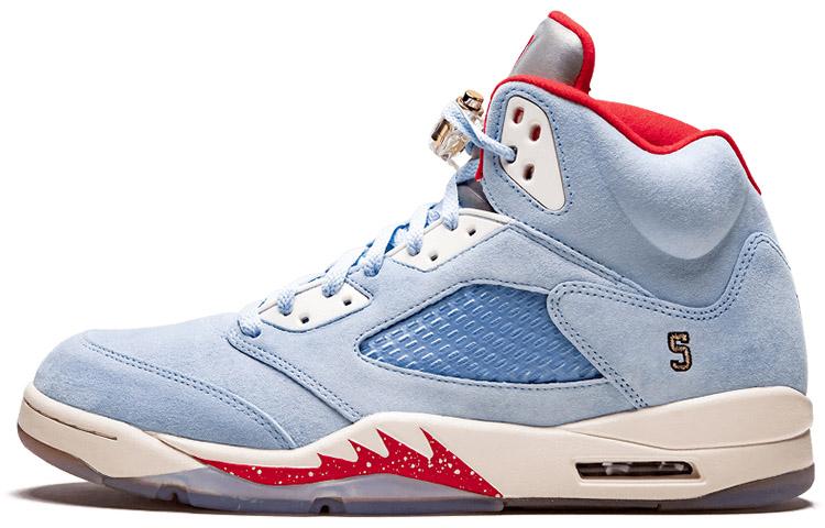 

Кеды унисекс Jordan trophy room x Air Jordan 5 голубые 42.5 EU, Голубой, trophy room x Air Jordan 5