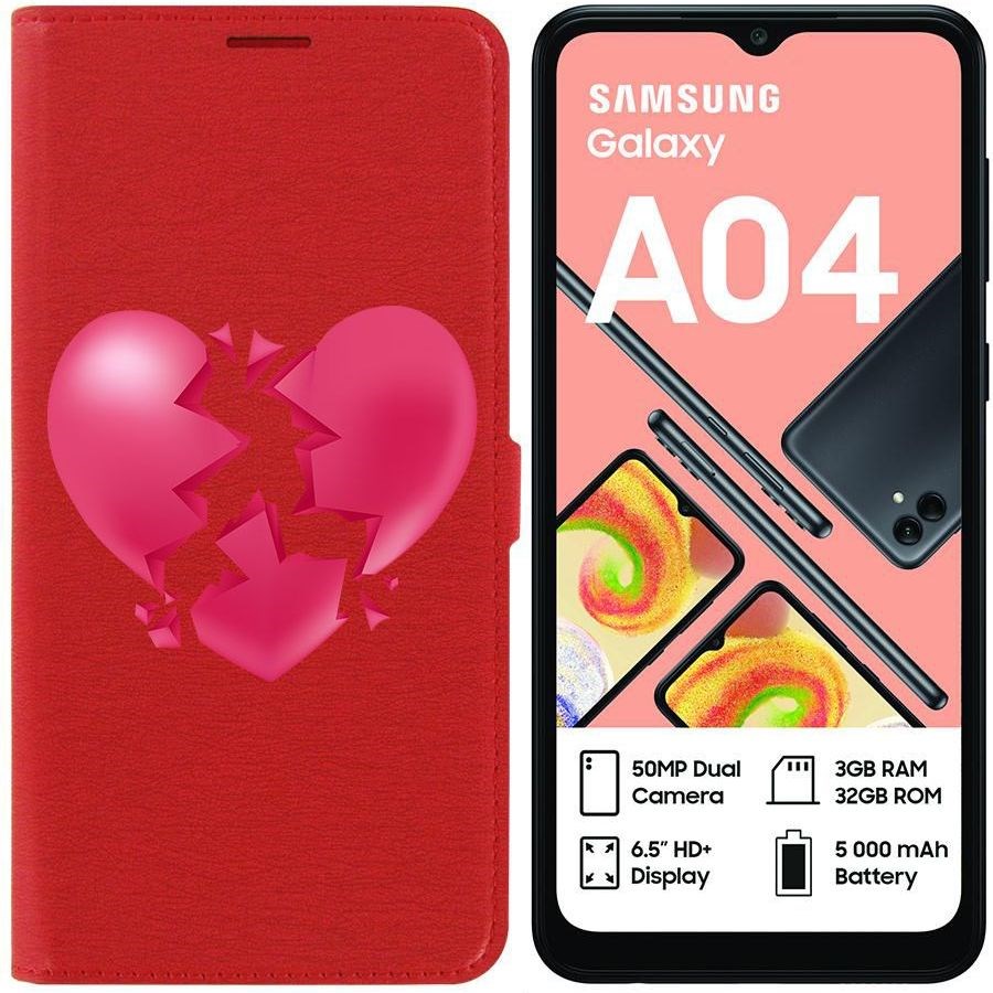 

Чехол-книжка Eco для Samsung Galaxy A04 (A045) Разбитое сердце (красный)