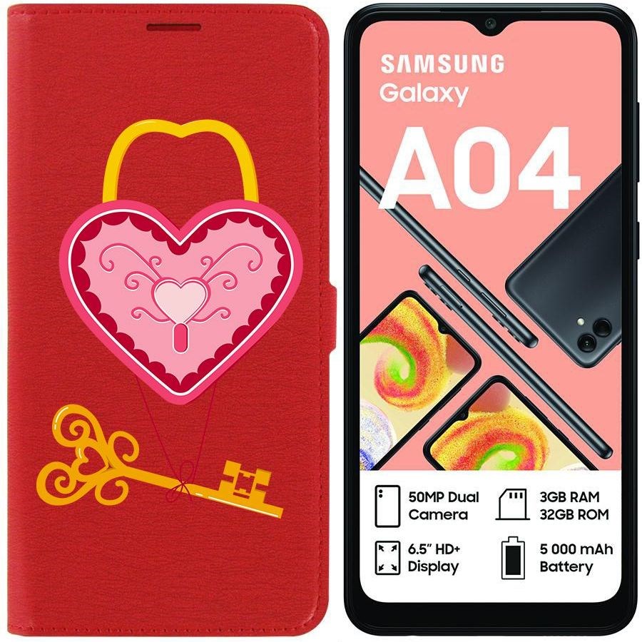 

Чехол-книжка Eco для Samsung Galaxy A04 (A045) Ключ от сердца (красный)