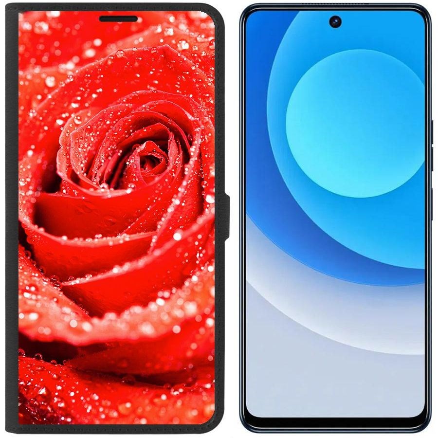 Чехол-книжка Eco для Tecno Camon 19 Роза (черный)