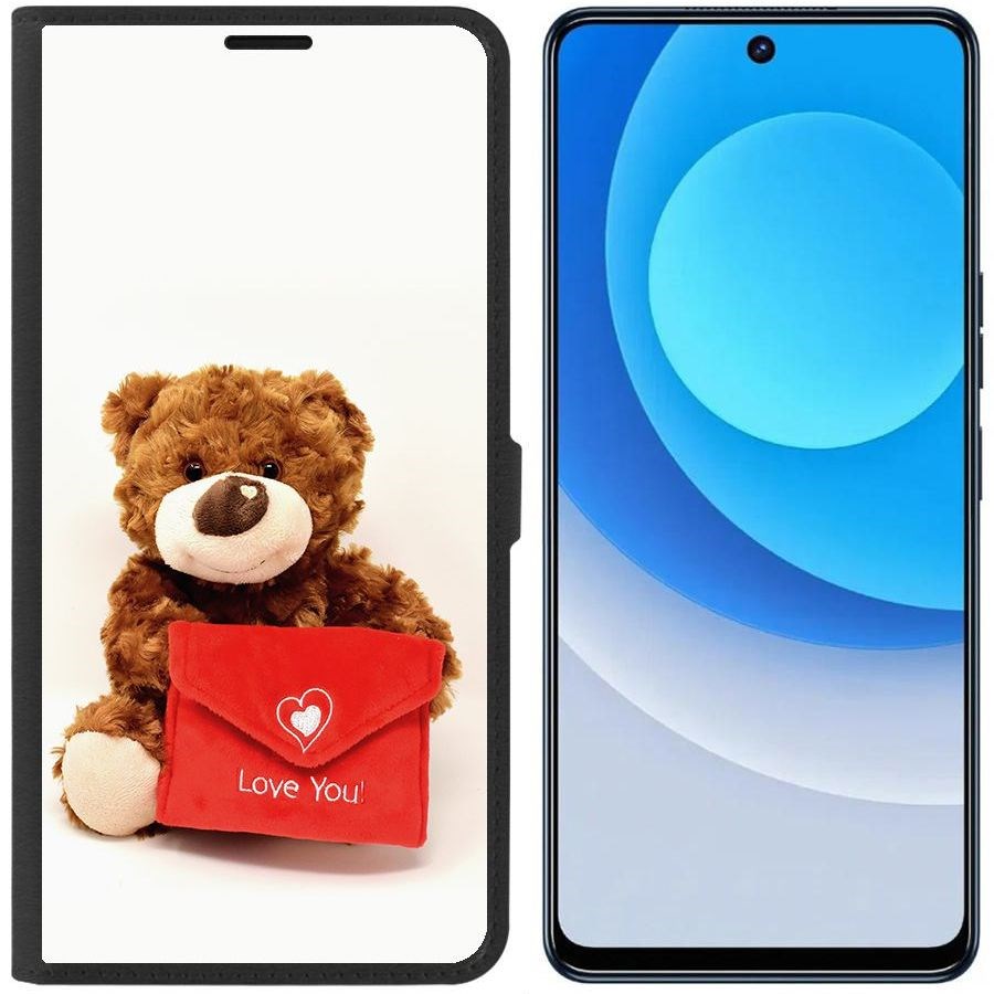 

Чехол-книжка Eco для Tecno Camon 19 Медвежонок тебя любит (черный)