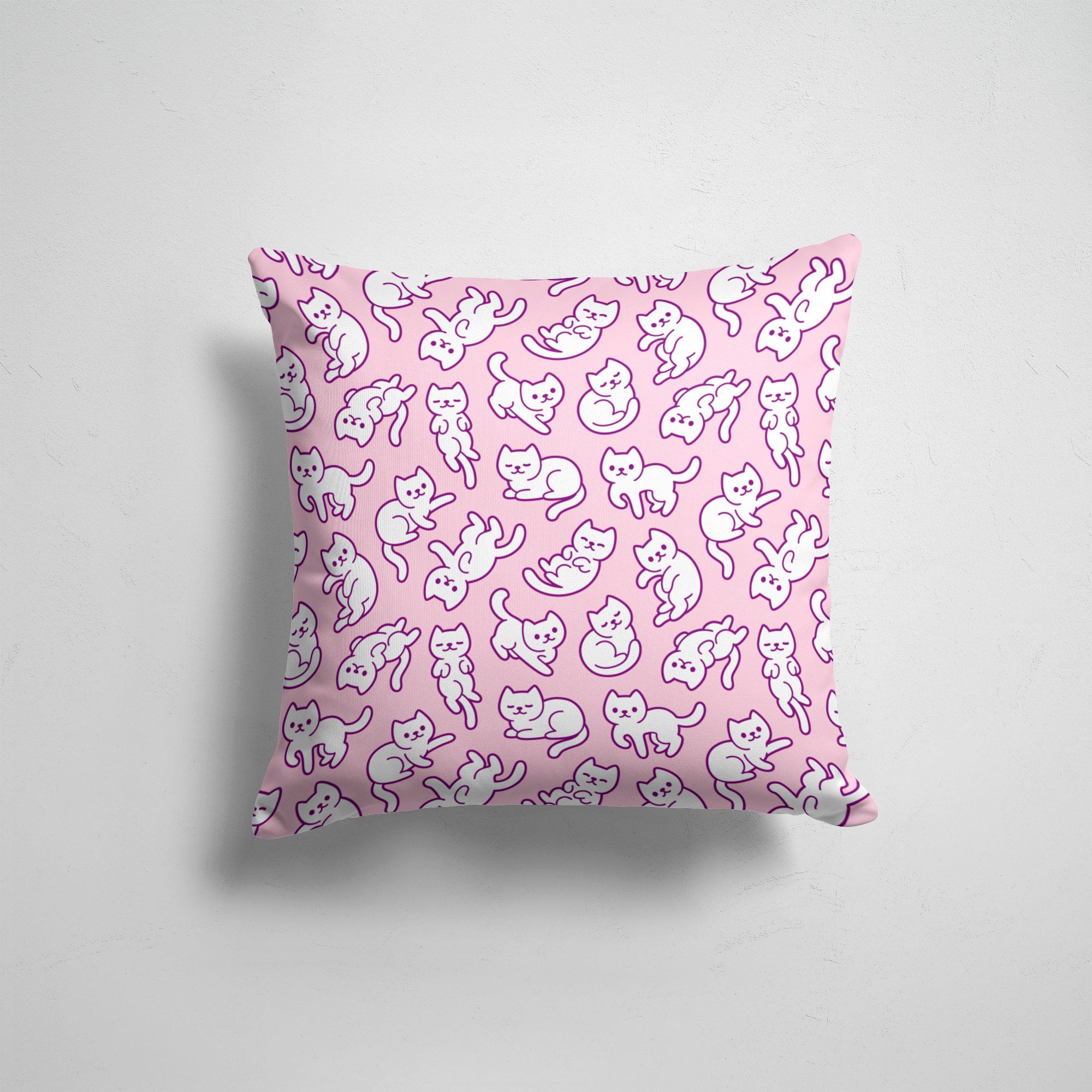 

Подушка декоративная 45х45см Звери Коты и кошки Котики Pattern, Разноцветный