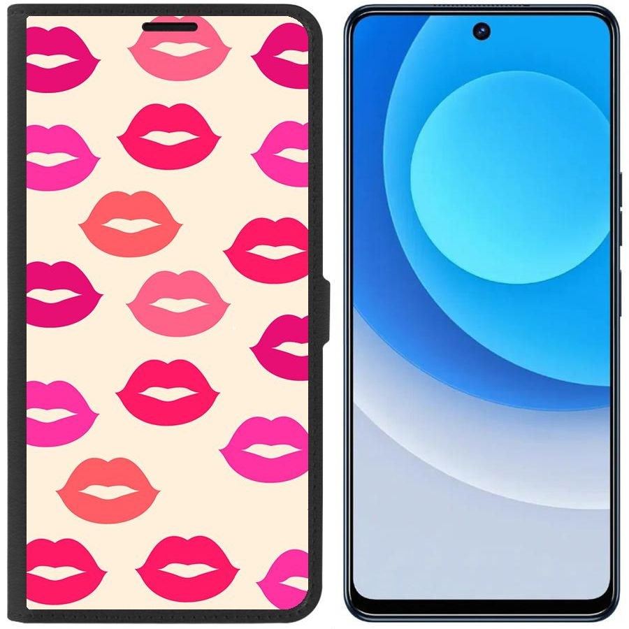 

Чехол-книжка Eco для Tecno Camon 19 Губы паттерн 1 (черный)