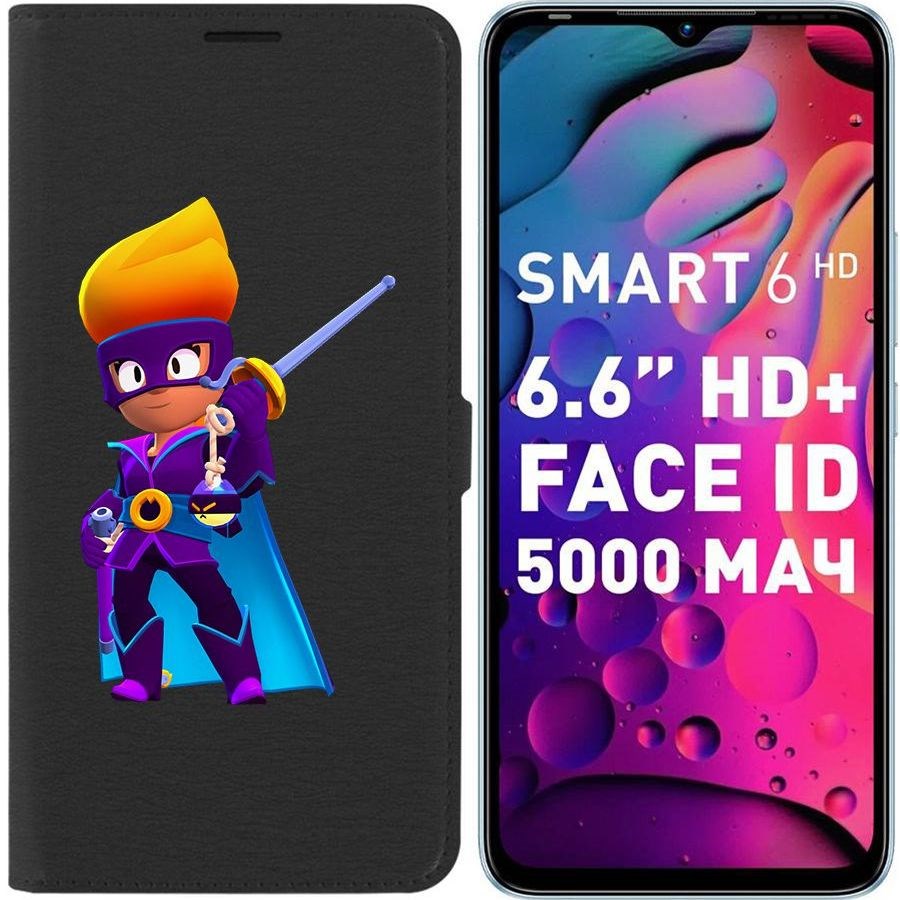 

Чехол-книжка Eco для Infinix Smart 6 HD Brawl Stars-Амбер де Ла Вега (черный)