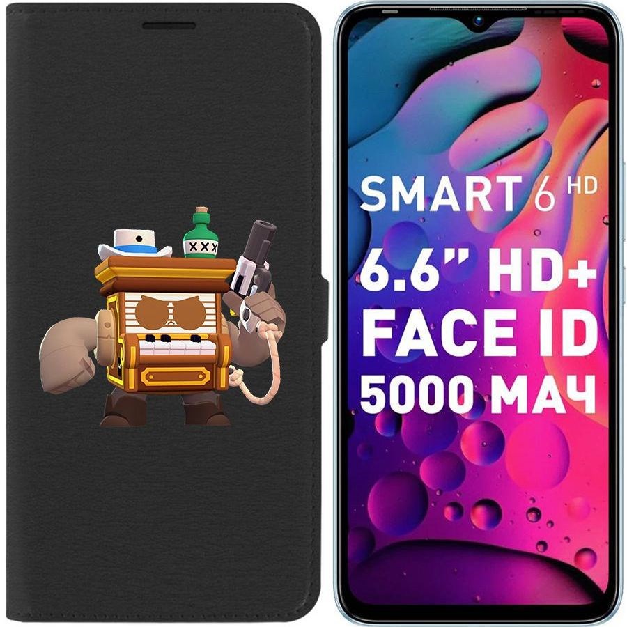 

Чехол-книжка Eco для Infinix Smart 6 HD Brawl Stars-8-БИТ из салуна (черный)