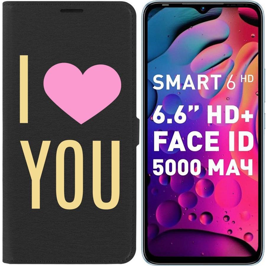

Чехол-книжка Eco для Infinix Smart 6 HD Я люблю тебя (черный)