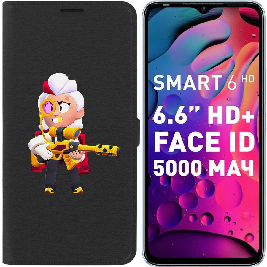 

Чехол-книжка Eco для Infinix Smart 6 HD Brawl Stars-Белль Голдхэнд (черный)