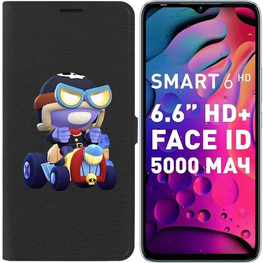 

Чехол-книжка Eco для Infinix Smart 6 HD Brawl Stars-Безумный Карл (черный)