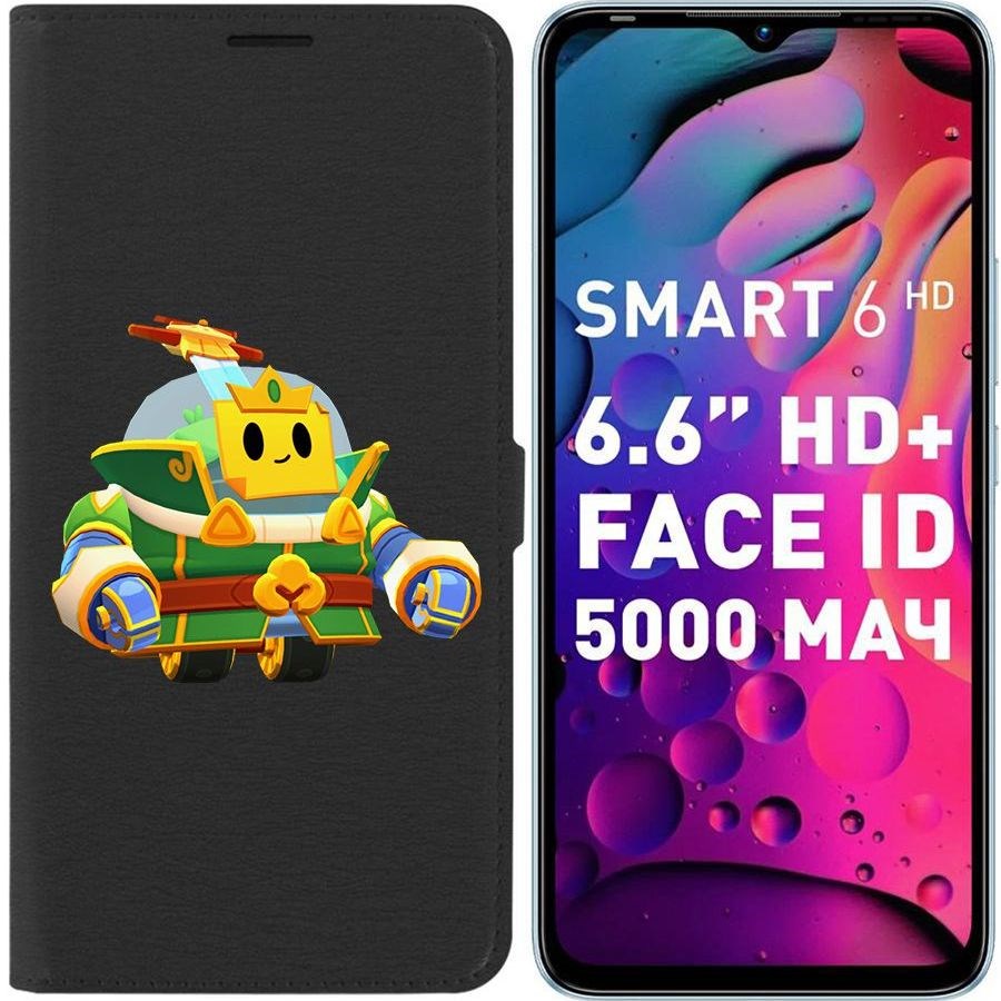 

Чехол-книжка Eco для Infinix Smart 6 HD Brawl Stars-Изумрудный Принц Спраут (черный)