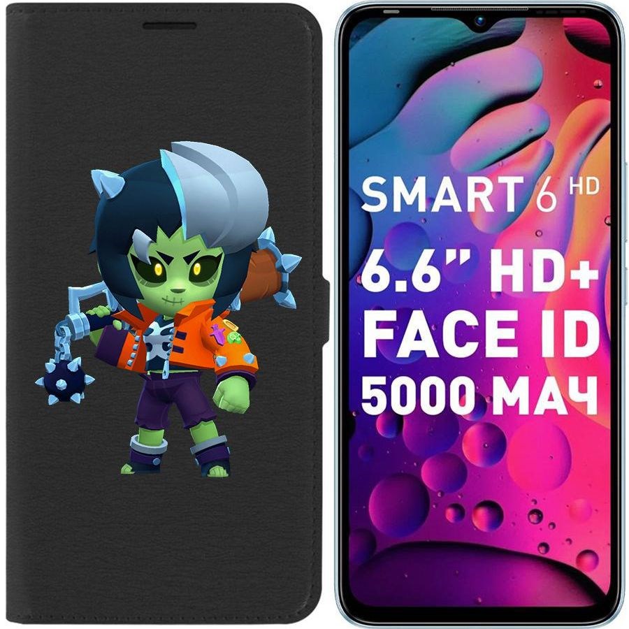 

Чехол-книжка Eco для Infinix Smart 6 HD Brawl Stars-ЗомБиби (черный)