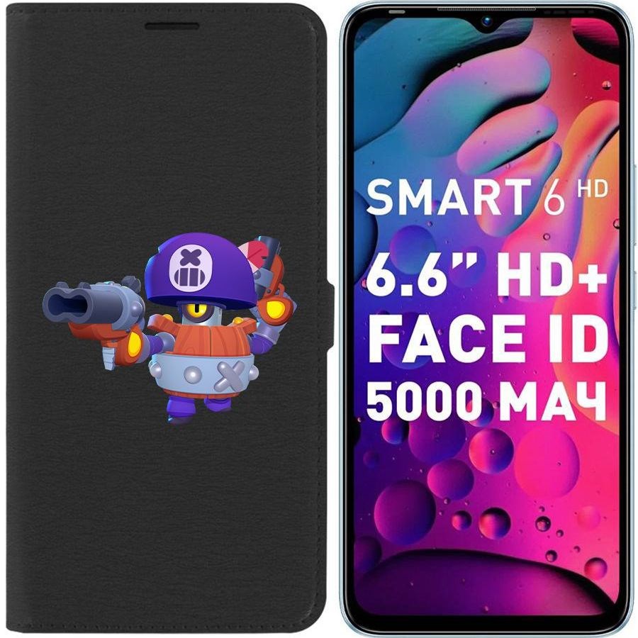 

Чехол-книжка Eco для Infinix Smart 6 HD Brawl Stars-Дэррил (черный)