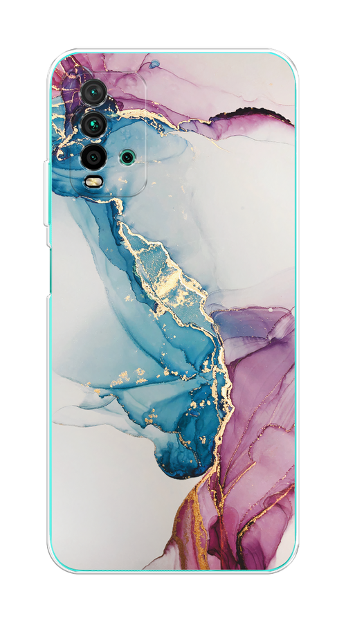 

Чехол на Xiaomi Redmi 9T "Розовые разводы рисунок", Синий;розовый;золотистый, 39850-3