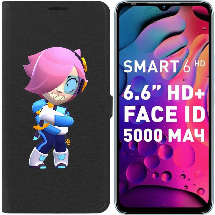 

Чехол-книжка Eco для Infinix Smart 6 HD Brawl Stars-Колетт Навигатор (черный)