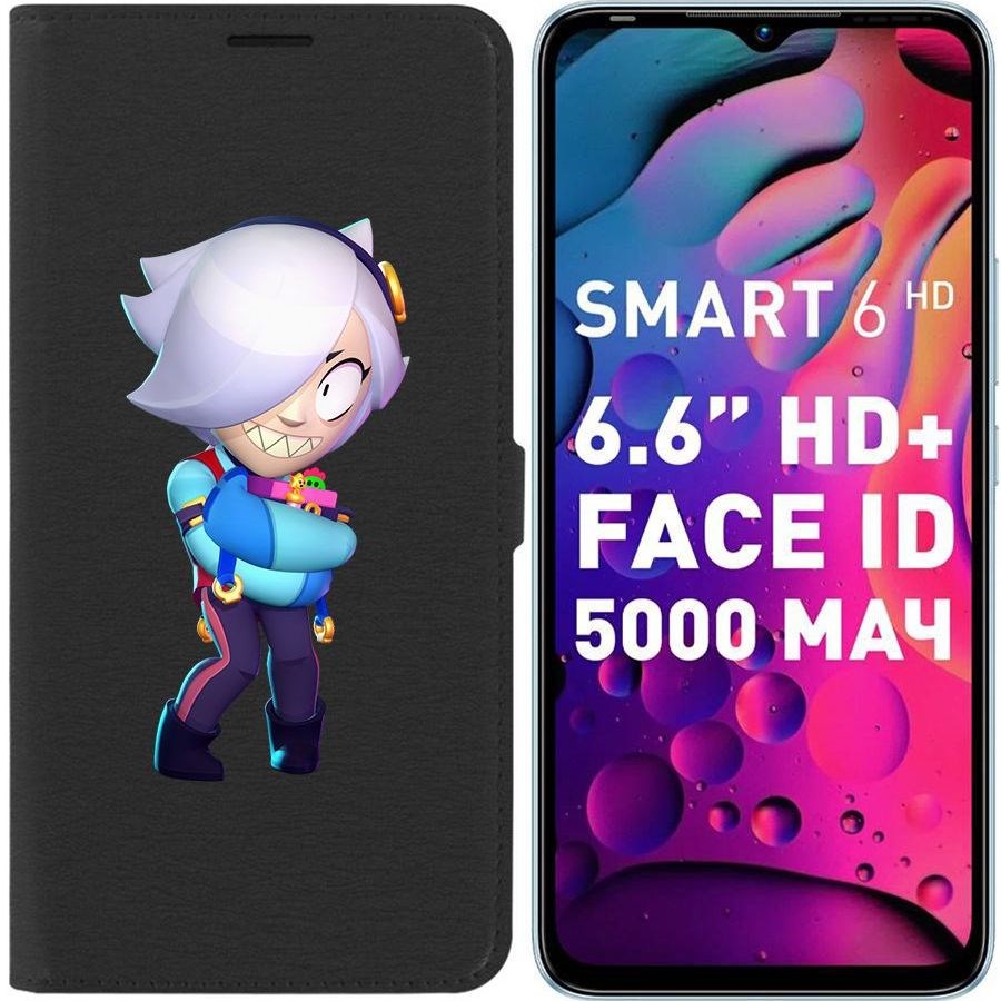 

Чехол-книжка Eco для Infinix Smart 6 HD Brawl Stars-Колетт (черный)