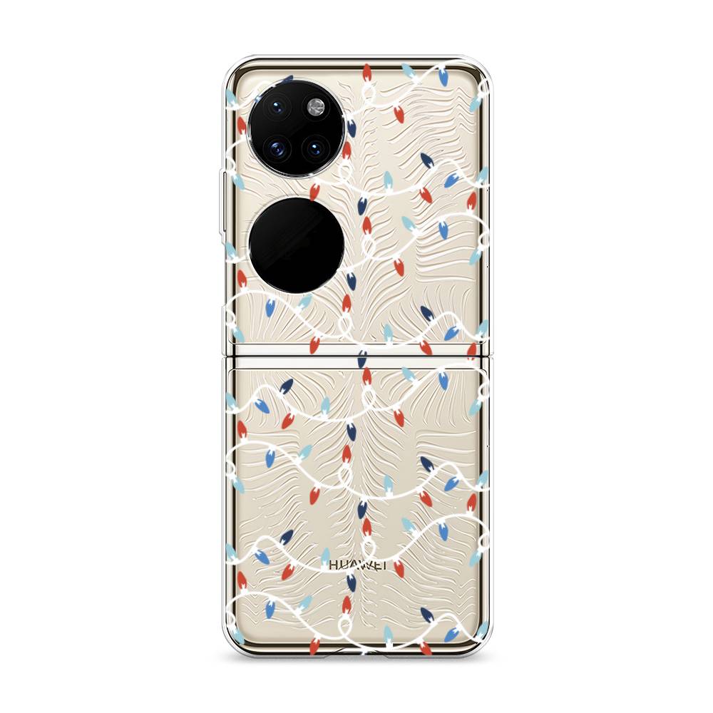 

Чехол на Huawei P50 Pocket "Разноцветная гирлянда", Белый;красный;синий, 6107450-5