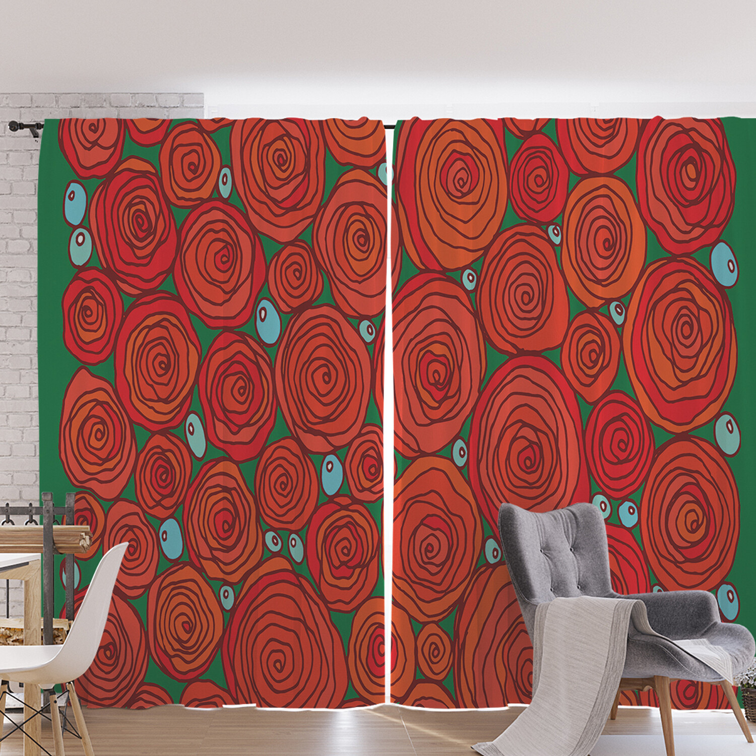 

Шторы под лён JoyArty "Круговые розы", серия Oxford DeLux, 340х265 см, Круговые розы