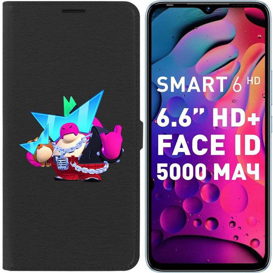 

Чехол-книжка Eco для Infinix Smart 6 HD Brawl Stars-Плохиш Базз (черный)