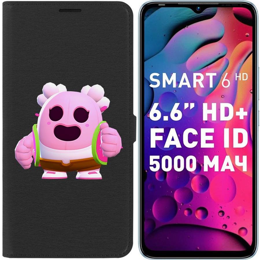 

Чехол-книжка Eco для Infinix Smart 6 HD Brawl Stars-Сакура Спайк (черный)