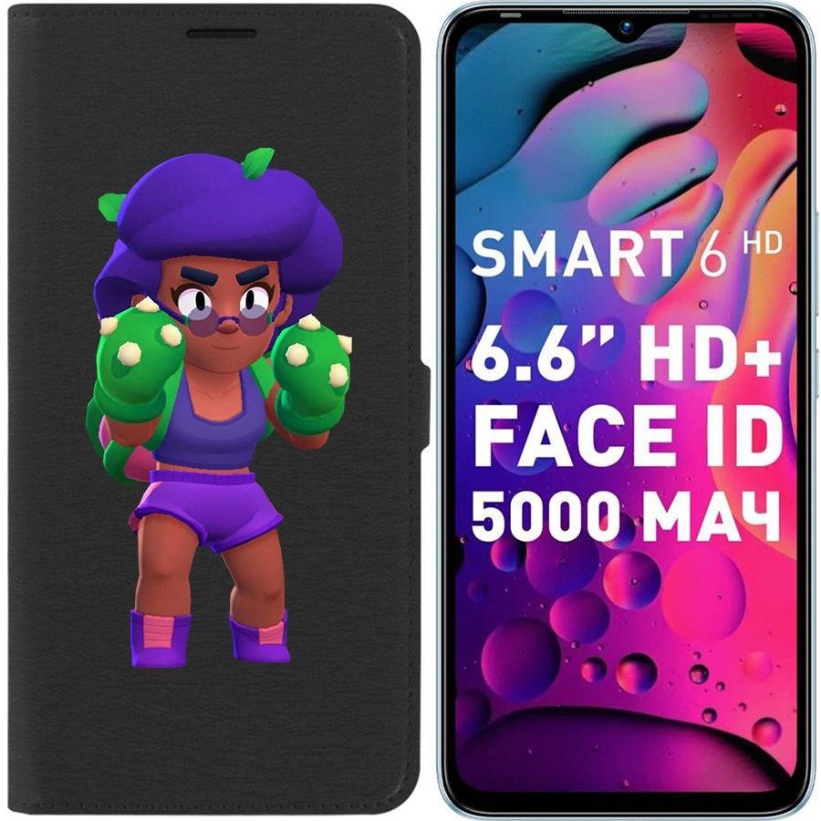 

Чехол-книжка Eco для Infinix Smart 6 HD Brawl Stars-Роза (черный)