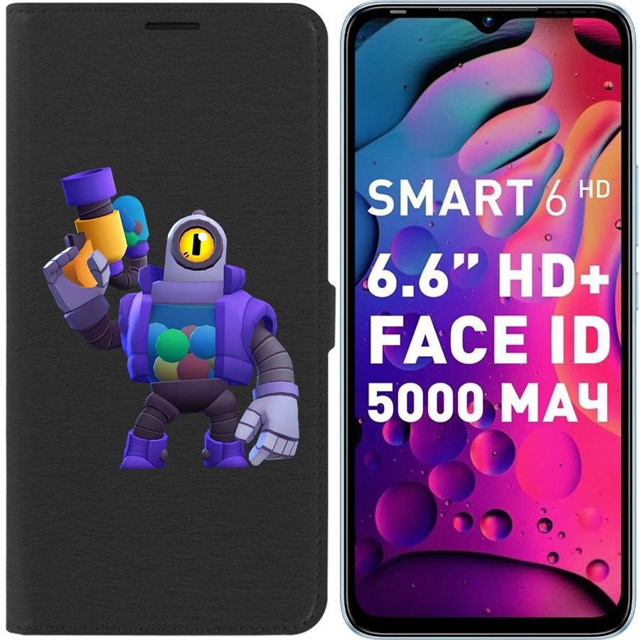 

Чехол-книжка Eco для Infinix Smart 6 HD Brawl Stars-Рико (черный)